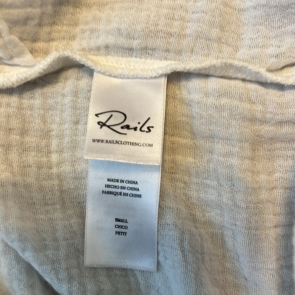 RAILS Parker Sleeveless White Cotton Romper Drawstring Waist Sz. S. - Picture 10 of 11